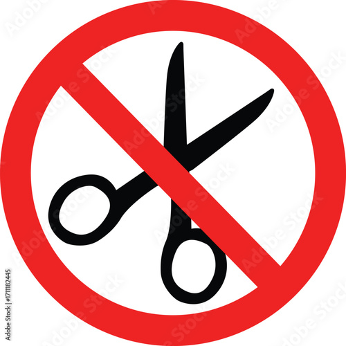 No scissors sign. Scissors forbidden symbol. Scissors is prohibited. flat style.