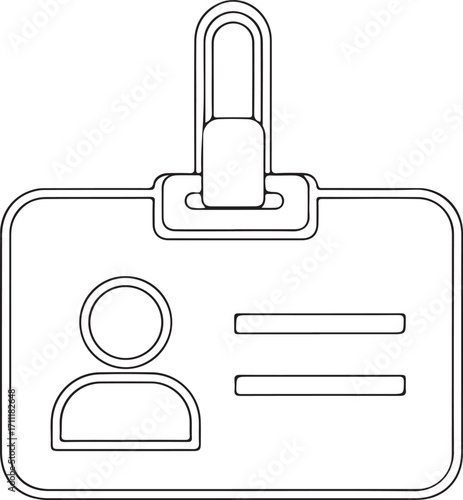 Outline Icon of Employee Identification Badge with Person Symbol id card