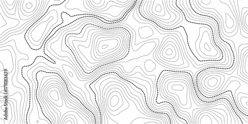 Abstract topo contour map on white background, Topographic map Topographic contour lines map seamless pattern.