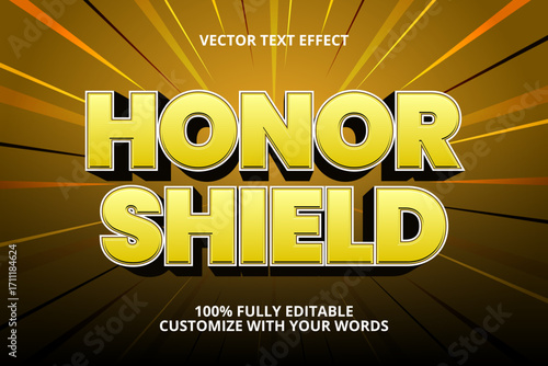 honor shield editable text effect for knight