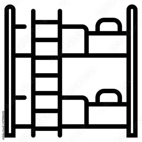Bunk Bed Icon in Line Style Suitable for Web, Apps, Presentation, or Printable Meanings