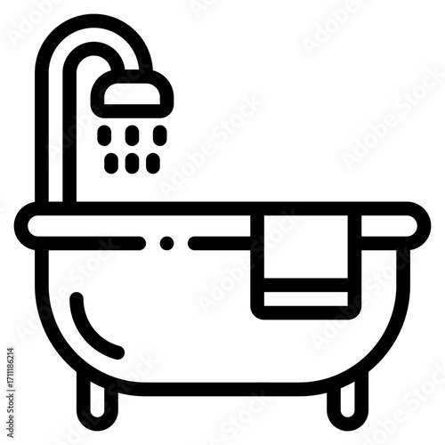 Bathtub Icon in Line Style Suitable for Web, Apps, Presentation, or Printable Meanings
