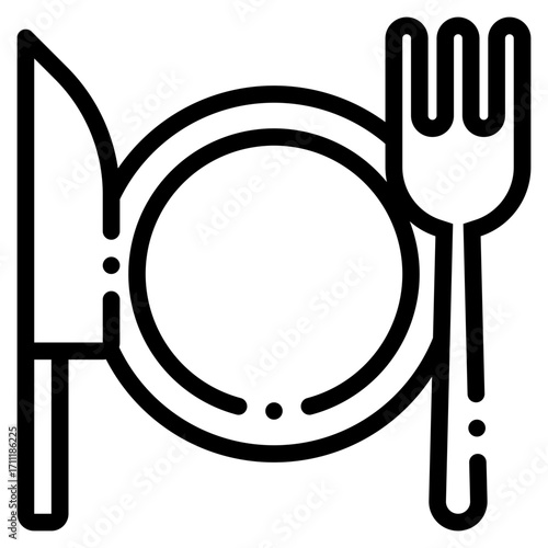Dinner Icon in Line Style Suitable for Web, Apps, Presentation, or Printable Meanings