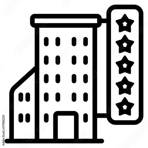 Hotel Icon in Line Style Suitable for Web, Apps, Presentation, or Printable Meanings