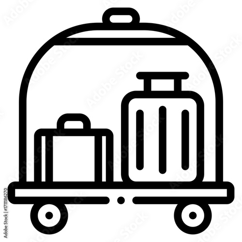 Luggage Cart Icon in Line Style Suitable for Web, Apps, Presentation, or Printable Meanings