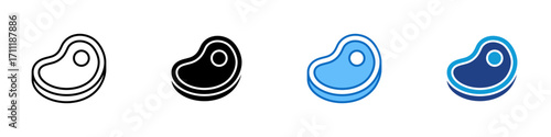 Meat Protein Multiple Style Icon Design Vector - Steak symbol, representing protein source, meat nutrition, and diet balance
