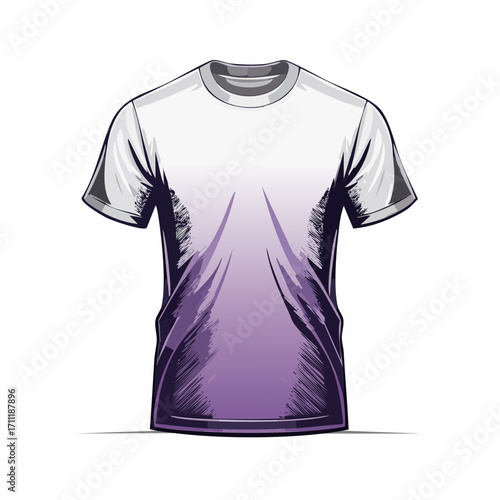 T-shirt print on demand services. Promotional apparel design. Merch clothing, custom merchandise products, merch design service concept. Bright vibrant violet vector isolated illustration