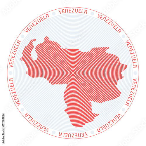 Venezuela shape radial arcs. Country round icon. Venezuela logo design poster. Awesome vector illustration.