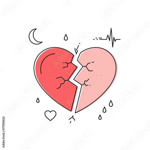 Heartbreak A Visual Depiction of Emotional Pain and the Fractured Heart in Modern Design