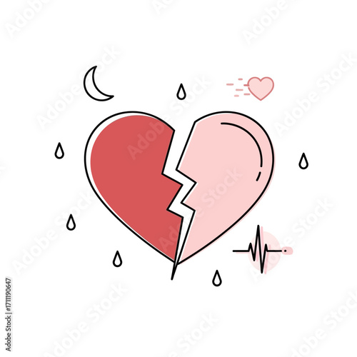 Fractured Affection A Broken Heart's Graphic Representation of Emotional Distress