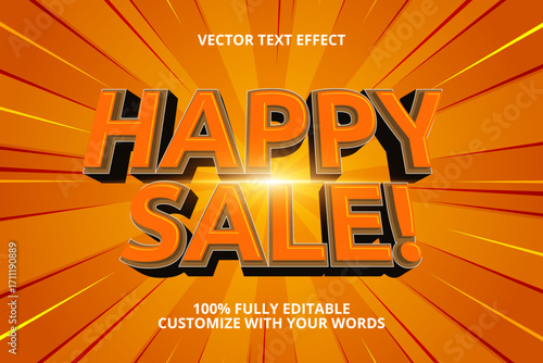 happy sale editable text effect for sale