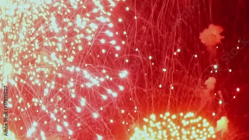Witness luminous sparks and crackling bursts of light filling the night sky at a lively Summer celebration! Watch explosions bloom into firework flowers of pure joy.