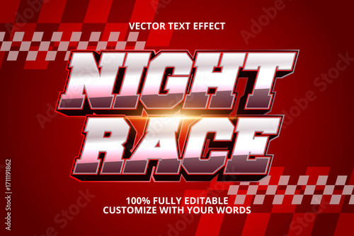 night race editable text effect for race