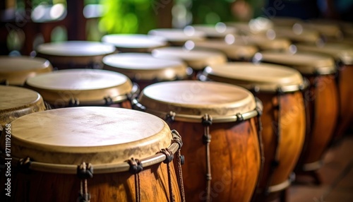 Wallpaper Mural Rows of Traditional Wooden Drums Torontodigital.ca