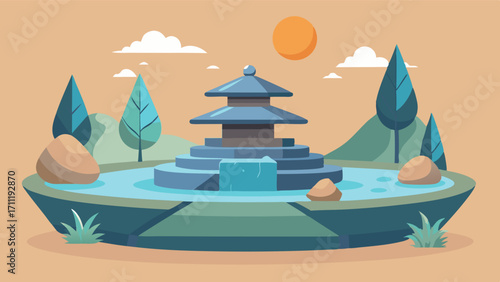 A zeninspired rooftop sanctuary with carefully p stones and flowing water features.