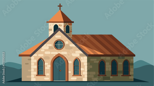 A stone church with a weathered copper roof reflecting the passage of time and standing as a symbol of strength and resilience.