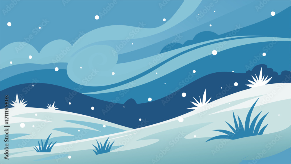 Fototapeta premium As the cold wind blows through the winter meadow it whips up flurries of snow creating a mesmerizing and dynamic scene. Its a reminder of natures power and beauty even in the midst