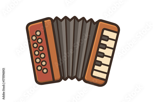 Accordion icon vector illustration. Musical instrument for folk music, polka, and tango. Cartoon squeezebox graphic symbol for festival, concert or celebration design.
