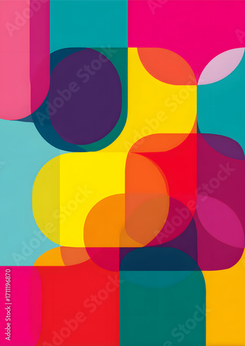 Abstract Colorful Overlapping Circles Design.