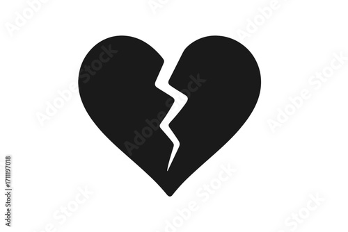 Broken heart icon vector illustration. Symbol of heartache, sadness, and love pain. Simple flat graphic for concepts of divorce, breakup, and relationship problems. Unhappy valentine.