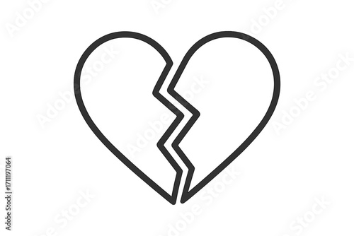 Broken heart line icon vector illustration. Concept of heartbreak, love lost, sadness, and pain. Symbol of a breakup, divorce, or relationship problems. Simple outline design.