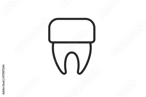Dental crown tooth restoration simple line icon. Stomatology vector pictogram for dentistry. Medical healthcare symbol. Minimal implant graphic for clinic logo, web, app.