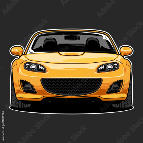 Frontal View of a Yellow Sports Car with Detailed Design and Style.