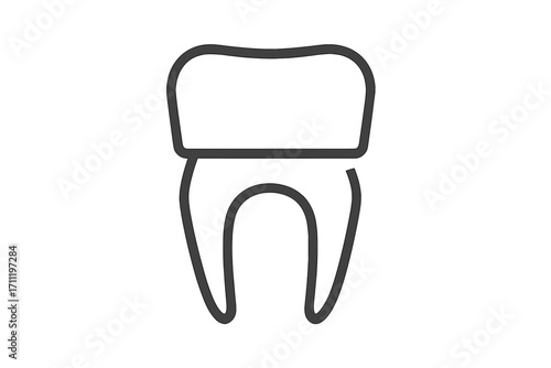 Dental crown line icon for dentistry. Tooth restoration symbol. Oral care pictogram. Stomatology logotype. Medical health concept. Dental treatment metaphor. Minimal vector.