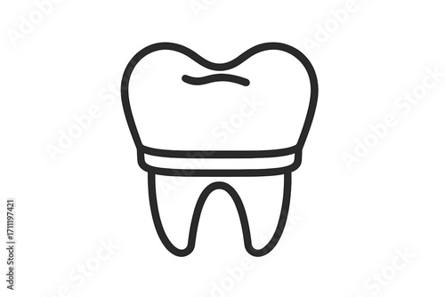 Dental crown line icon. Tooth implant and restoration concept. Stomatology and dentistry symbol. Oral care and hygiene. Vector illustration for clinic logo, web design, medical app.