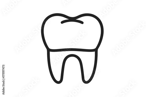 Tooth icon for dentistry and dental clinic logo. Simple line art symbol for oral hygiene and health care. Vector illustration of a molar tooth for stomatology or a dentist.