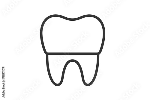 Dental tooth icon. Simple line art symbol for dentistry, stomatology, and oral health care. Vector logo for dentist clinic. Clean outline graphic for web and print.