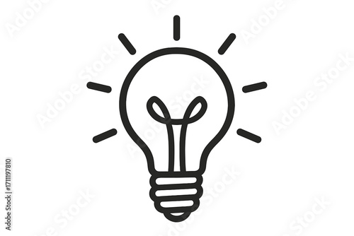 Light bulb line icon. Symbol for idea, solution, innovation, creativity. Inspiration, electricity, energy concept. Thinking, knowledge, learning sign. Bright genius lamp pictogram.