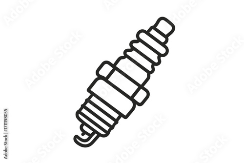 Car spark plug line icon. Automotive engine part for ignition system. Auto repair service and vehicle maintenance concept. Motor component vector outline graphic element.