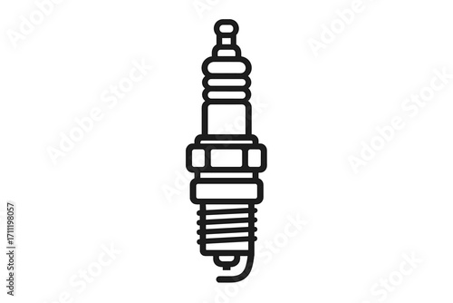 Spark plug icon. Car engine part for ignition system. Auto service and repair concept. Motor vehicle maintenance symbol. Outline vector illustration on a white background.