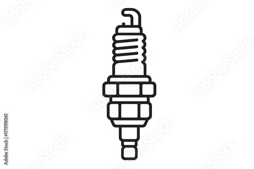 Car spark plug icon. Auto service, repair, maintenance concept. Automotive engine part for ignition. Motor vehicle detail symbol. Linear style vector illustration pictogram.