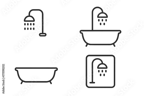 Magnet, battery and lightning line icon set. Outline signs for graphic design, apps, advertising, user interface, cards, web design, vector cartoon illustration