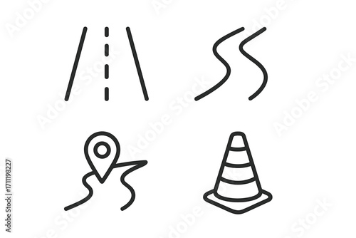 Magnifying glass line icon set with outline signs for graphic design, web apps, adverts, various cards, search tool symbols, vector cartoon illustration transparent background