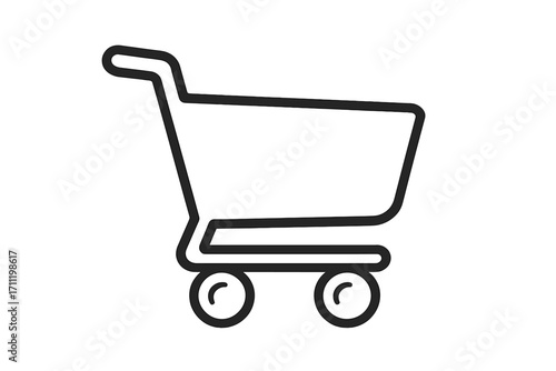 Shopping cart icon for e-commerce and online store. Vector line art symbol for website or app UI. Add to cart button, purchase, order, and checkout concept. Retail.