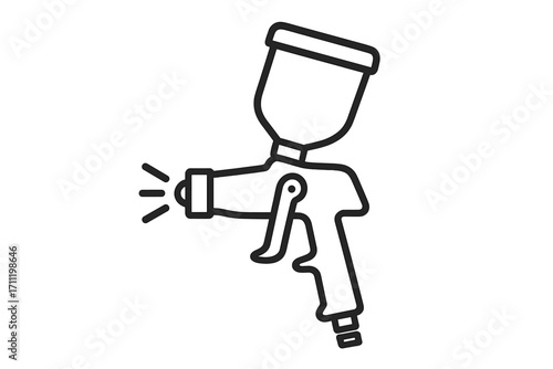Paint spray gun line icon. Vector airbrush tool for painting, automotive repair, and DIY crafts. Simple outline illustration of workshop equipment. Sprayer graphic symbol.