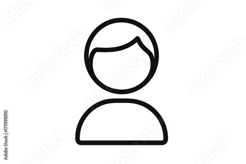 Modern user avatar outline icon, minimalist person profile pictogram for app interface, website, social network, card design, simple vector illustration, transparent background, login symbol