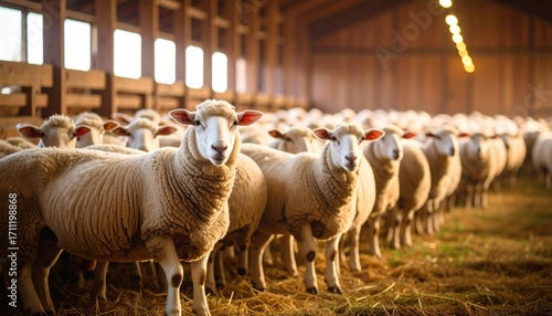 Wallpaper Mural Sheep in a barn, a tranquil scene of farm animals Torontodigital.ca