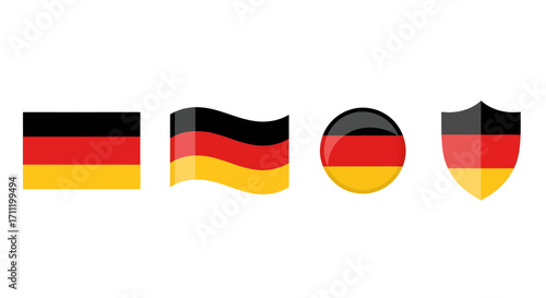 Germany national flag set in four different shapes and styles.