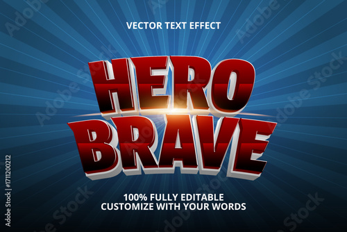 hero brave editable text effect for super