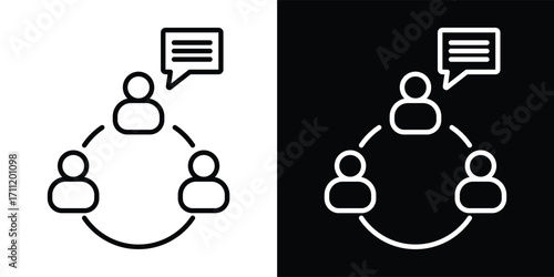 forum icon set in outline black and white style vector illustration