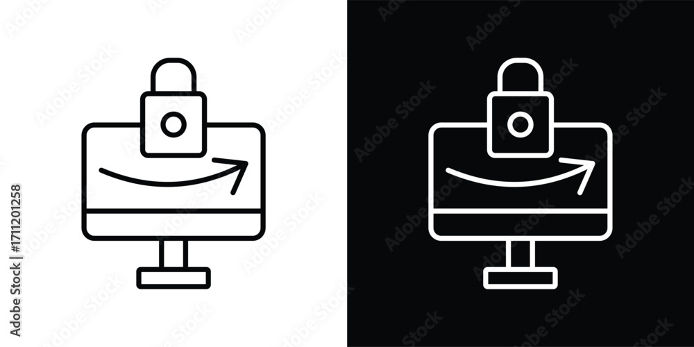 Fototapeta premium privatization icon set in outline black and white style vector illustration