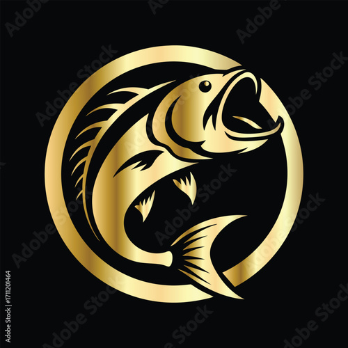 Golden Marlin Fish Logo Design – Luxury Sailfish Vector Emblem for Sport Fishing, Seafood Branding, Ocean Adventure Badge, Premium Fisherman Club Icon, Stylish Golden Logo Illustration.
