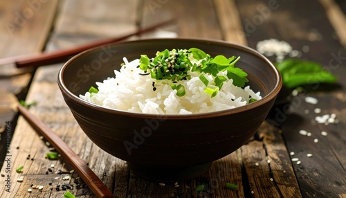 Wallpaper Mural Simple, fluffy white rice dish with garnish Torontodigital.ca