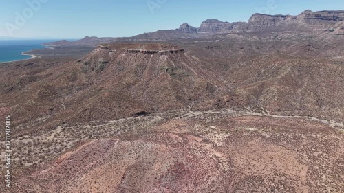 Aerial views from La Sierra de La Giganta, Baja California Sur Mexico