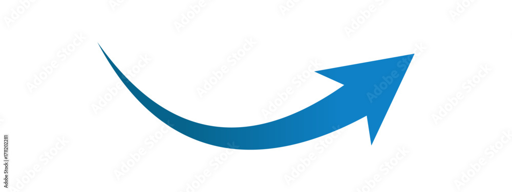 Fototapeta premium Blue Curved Arrow Icon – Upward Direction Vector Symbol