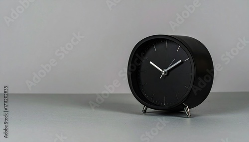Wallpaper Mural Sleek Modern Black Clock on Grey Surface Torontodigital.ca